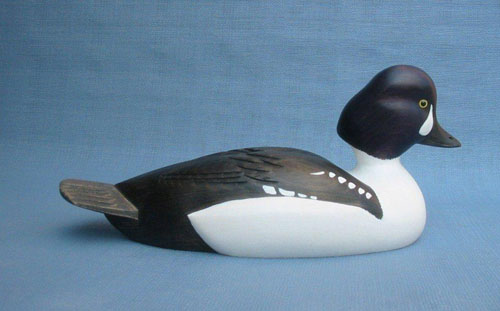 Wood Carving - Handcarved Classic Barrow's Goldeneye Drake Decoy